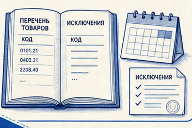 Развёрнутый перечень товаров, календарь и лист исключений
