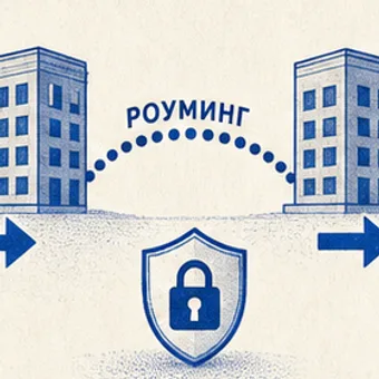Роуминг между зданиями и щит с замком